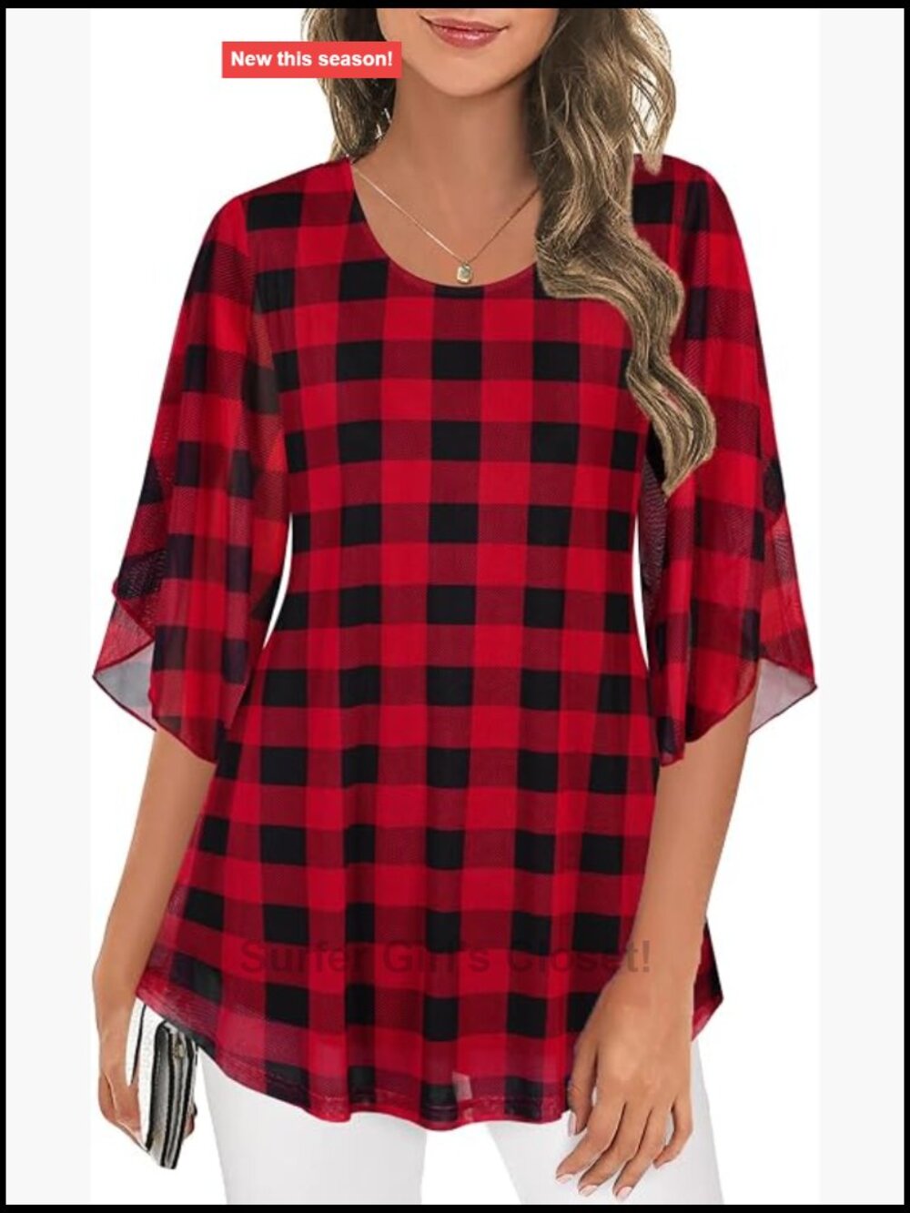 Women's 3/4 Sleeve Mesh Tunic Blouse Dressy Casual Sparkly Wedding Guest Top
